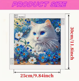 Preview: Diamond Painting Weisse Katze